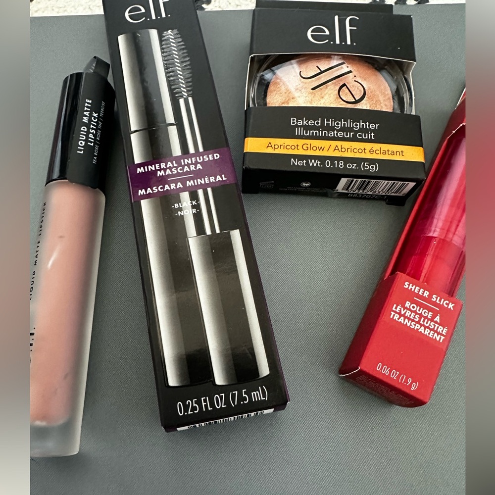 Set of E.L.F, elf make up - highlighter , liquid lipstick , mascara, sheer lip